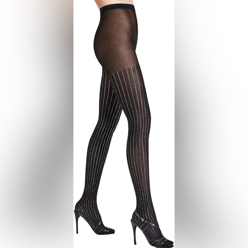 NWOT Wolford sparkle silver stripe luxury hosiery Tights holiday sexy